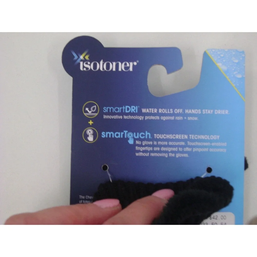 Isotoner Womens Black smartDRI Touchscreen Knit Gloves A550K3BLK1SZ One Size New